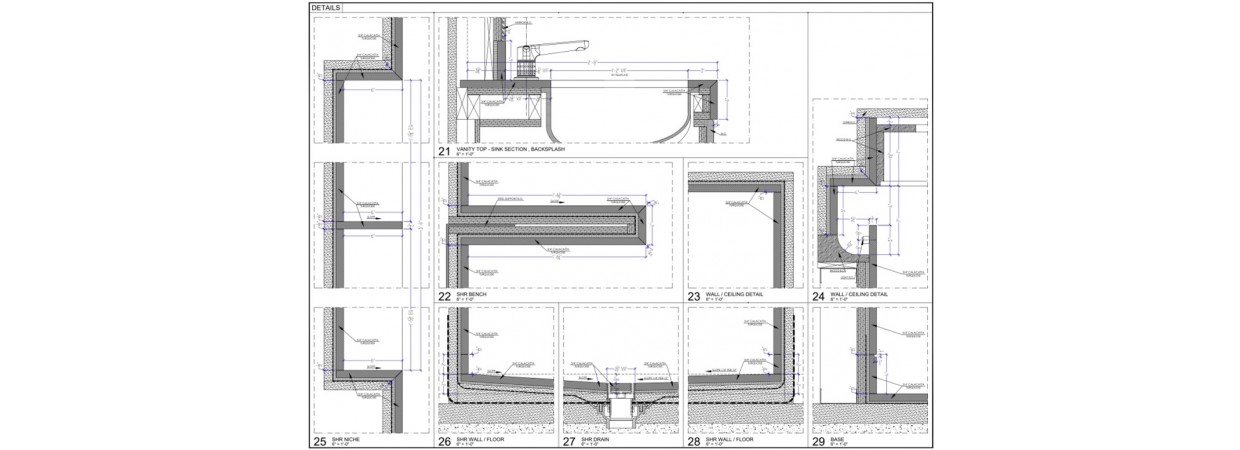 Floor and wall tile shop drawings for the prominent apartment skyscraper