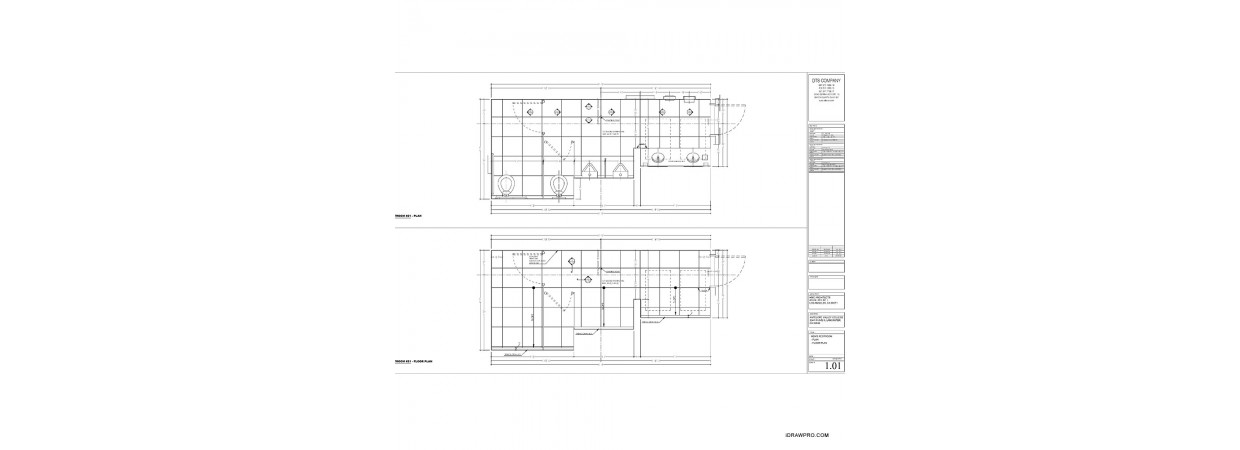 Wall and floor tile shop drawings for public restrooms