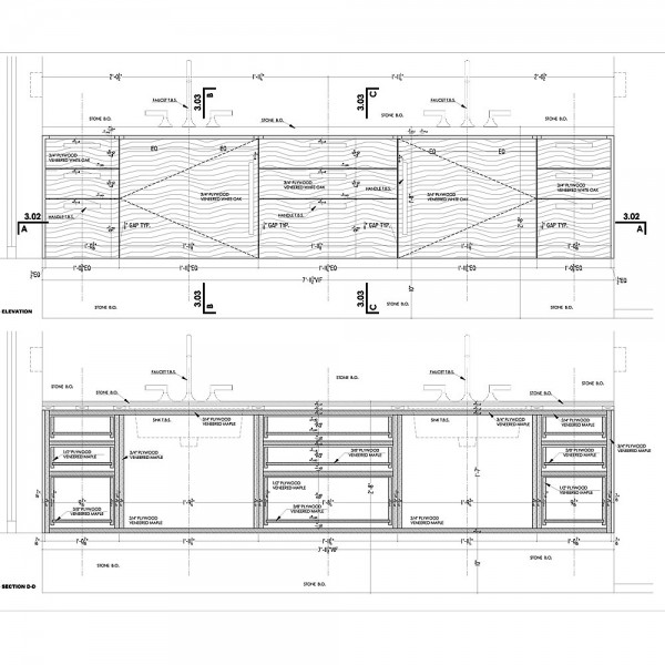 Kitchen, master bath and bedroom shop drawings