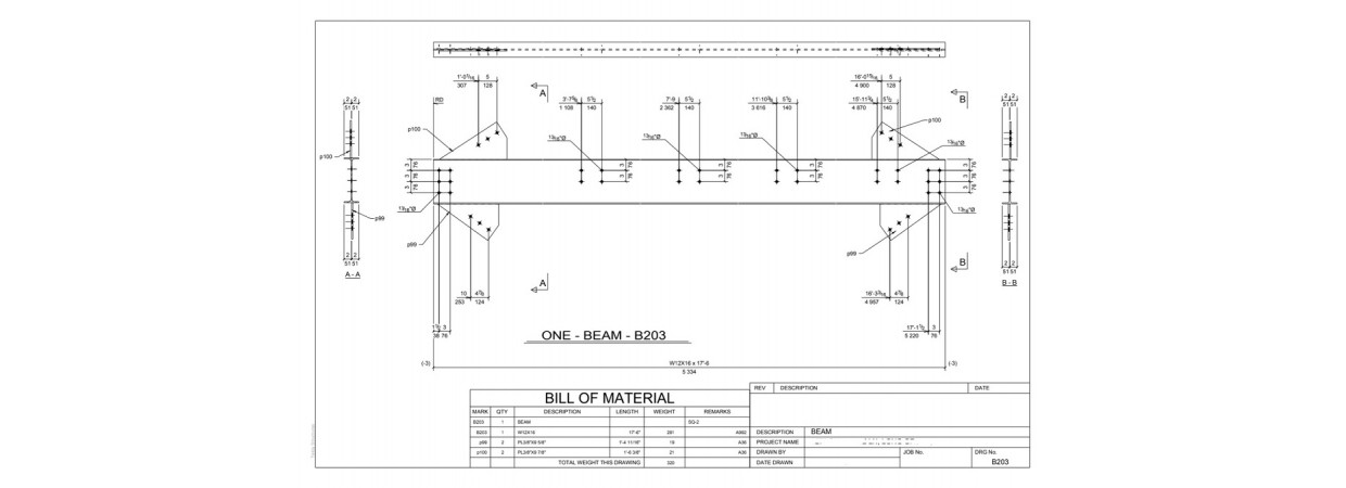 Structural Steel and Decking Shop Drawings with 3D Model and Data for Fabrication.