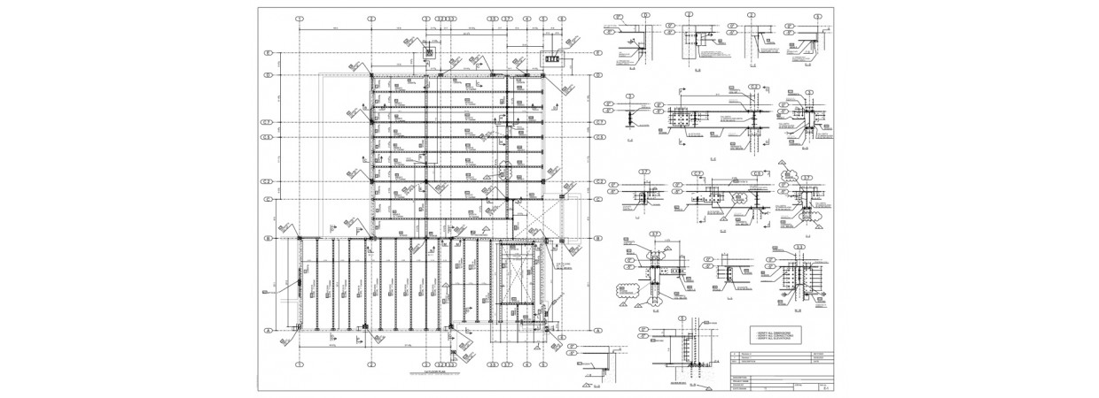 Structural Steel and Decking Shop Drawings with 3D Model and Data for Fabrication.