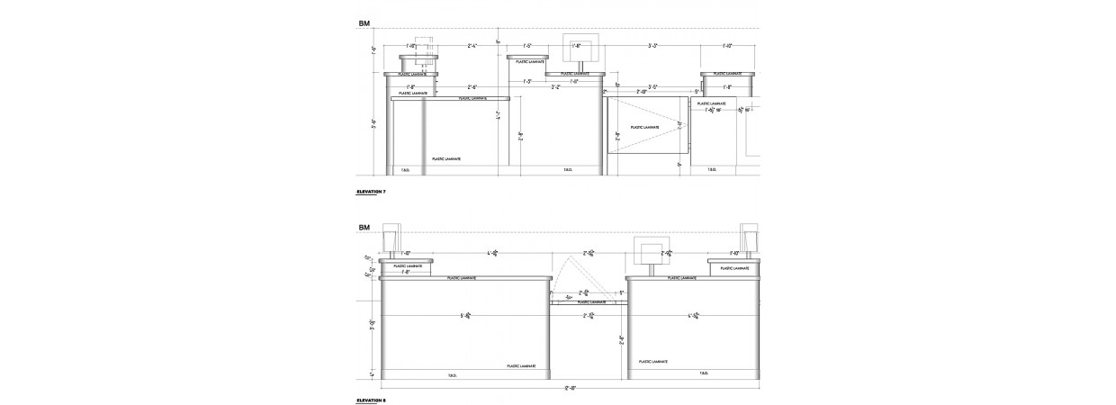 Cabinets Shop Drawings for Bar Restaurant (simplified)