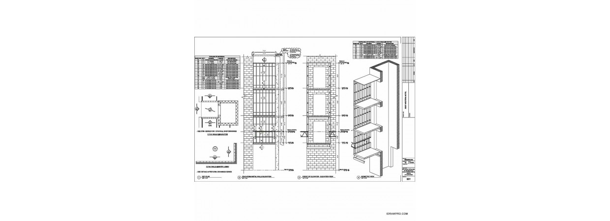 Cold formed metal studs with T&B Tracks framing shop drawings