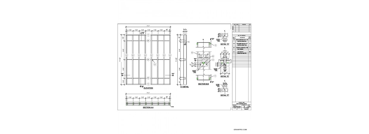 Cold formed metal studs with T&B Tracks framing shop drawings