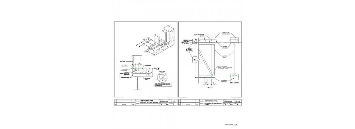 Cold formed metal studs with T&B Tracks framing shop drawings