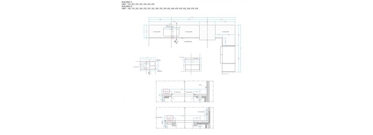 Commercial Quartz Kitchen and Bath Countertops Shop Drawings