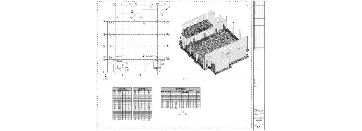 CMU reinforcing placement layout details and rebar schedule