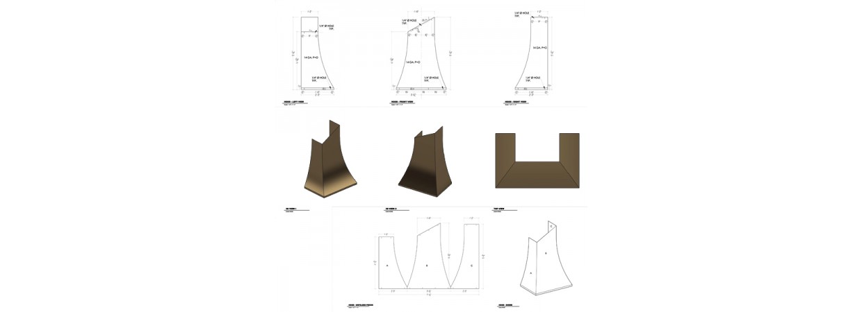 Kitchen hood shop drawings and template for laser cutting