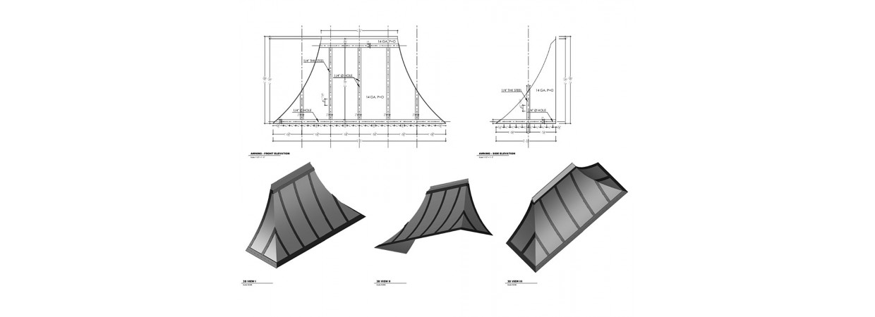 Kitchen hood shop drawings and template for laser cutting