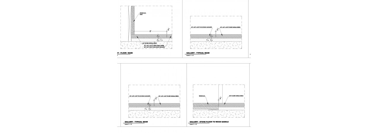 Stone floor and wall tile shop drawings for Hotel building.