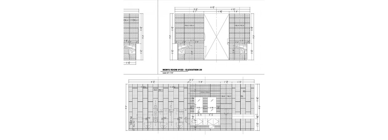 Porcelain floor and wall tile shop drawings for new shopping mall