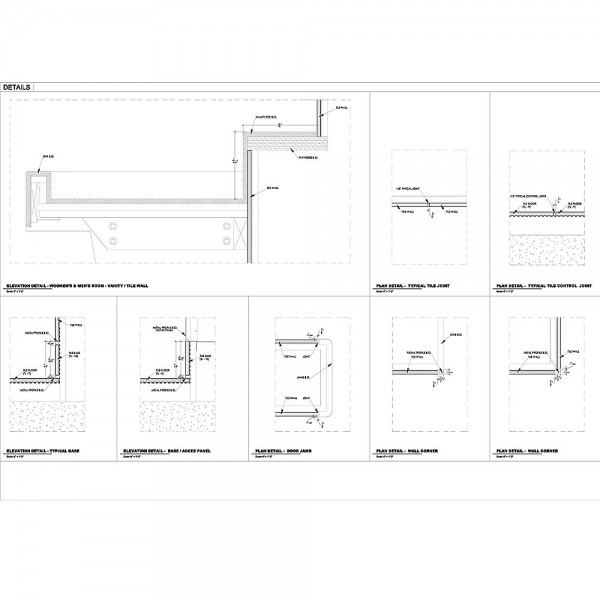 Porcelain floor and wall tile shop drawings for new shopping mall