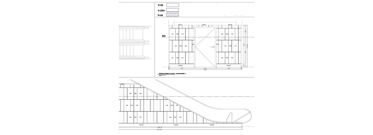 Porcelain floor and wall tile shop drawings for new shopping mall