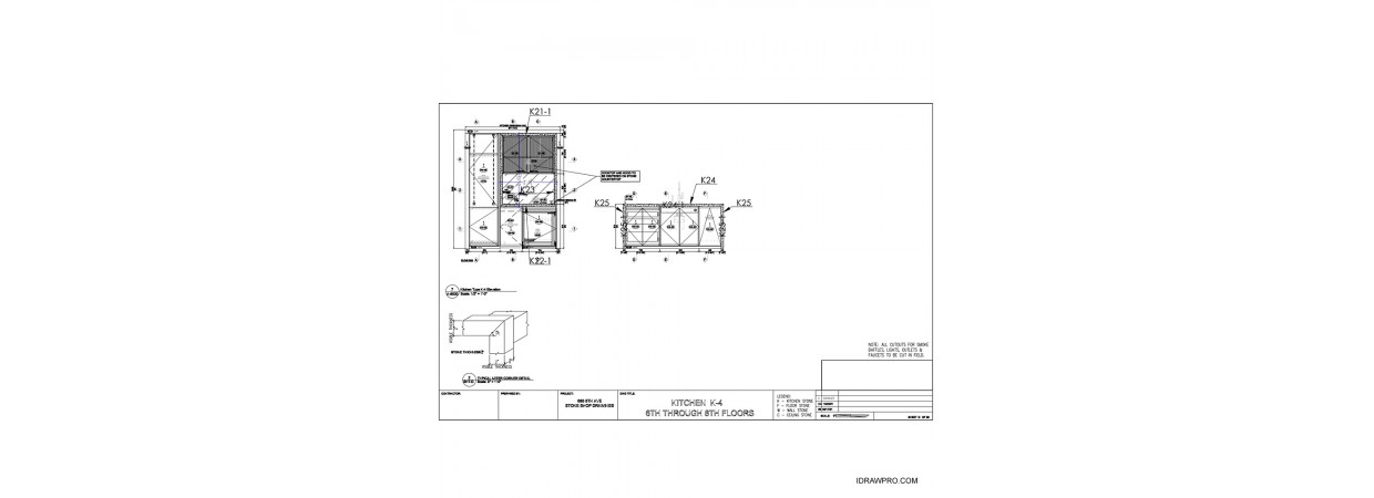 Stone shop drawings for kitchen countertop floor wall and ceiling. 