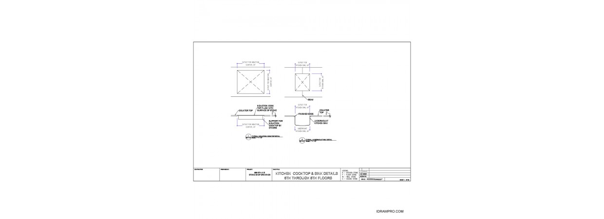 Stone shop drawings for kitchen countertop floor wall and ceiling. 