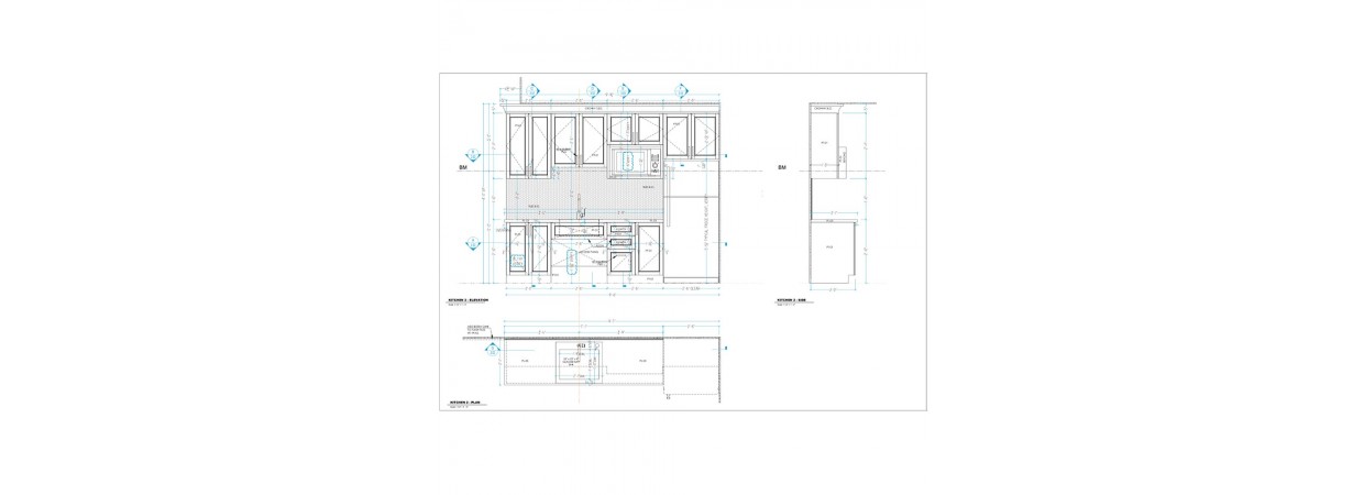 Office kitchen millwork shop drawings with realistic 3D renderings