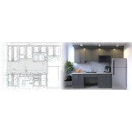 Office kitchen millwork shop drawings with realistic 3D renderings
