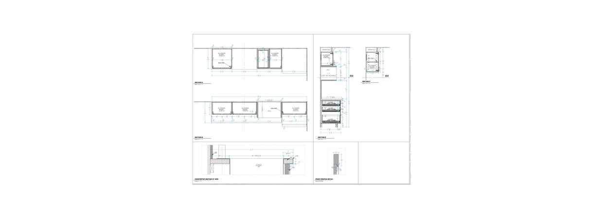 Office kitchen millwork shop drawings with realistic 3D renderings