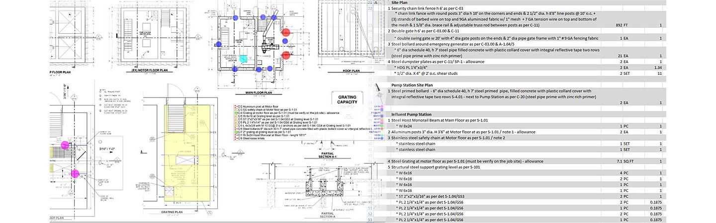 Quantity takeoff for structural steel and miscellaneous metals