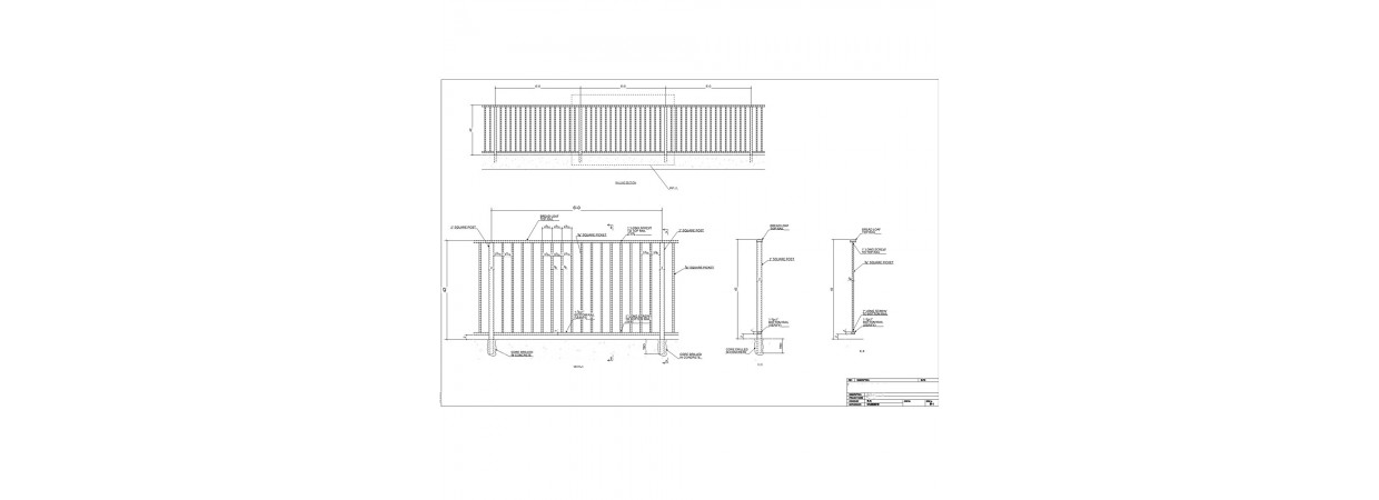 Shop drawings for aluminum railing with handrail.