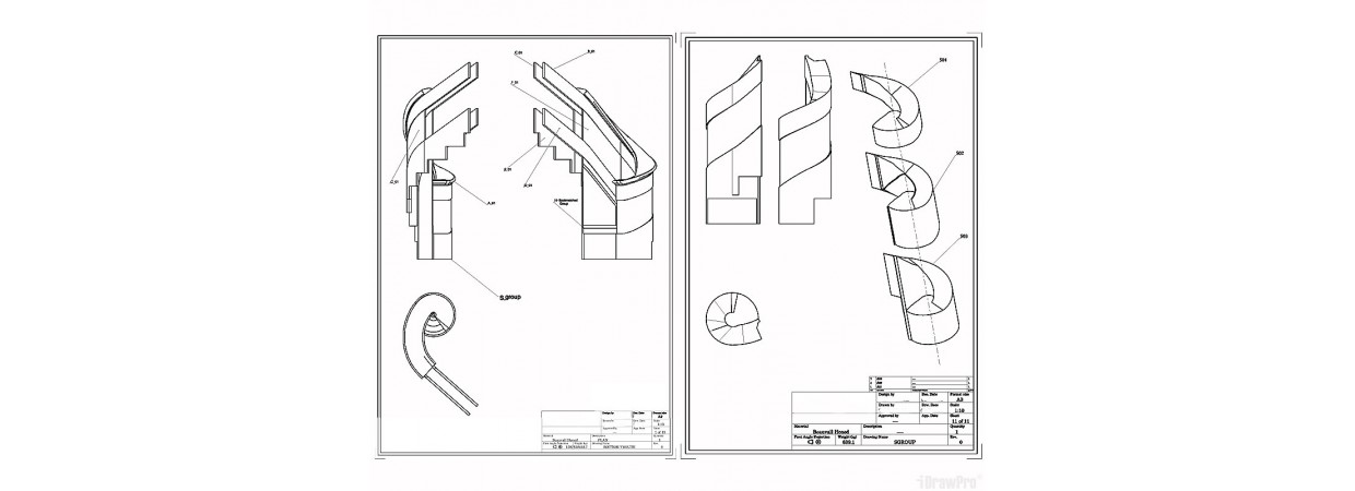 Marble Staircase Volute Shop Drawings