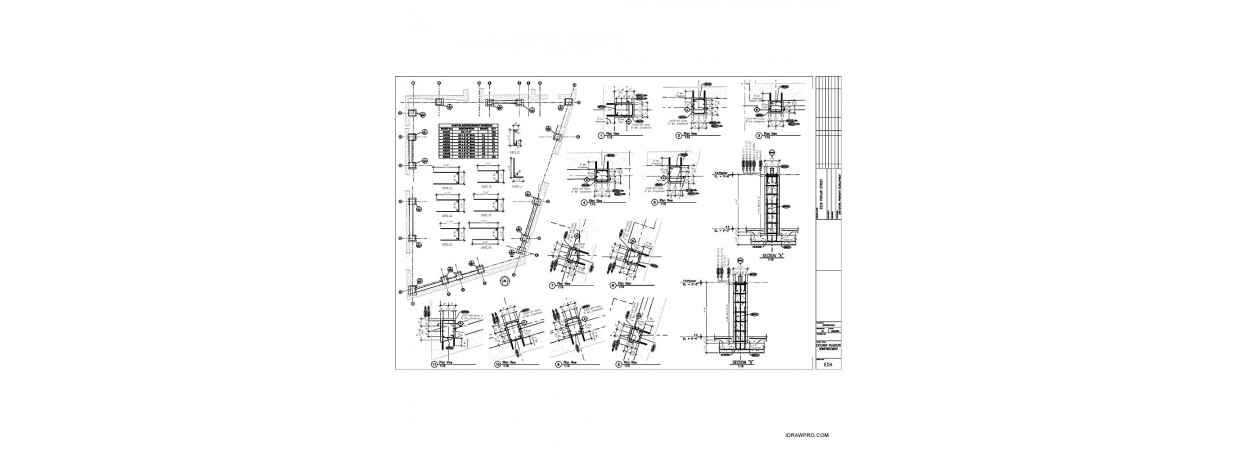 Reinforcing placement layout, Details and Rebar schedule.  (Footings, Piers, Walls and Slab)