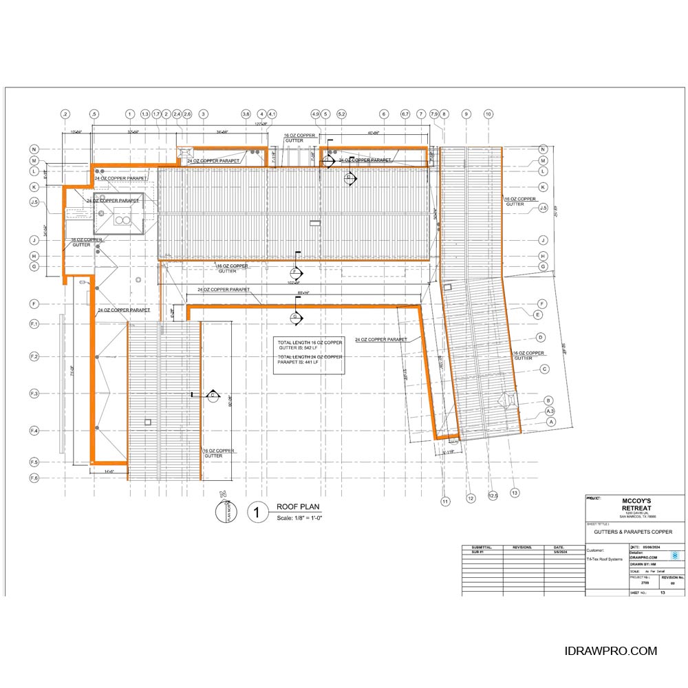 Roofing and associated flashings shop drawings