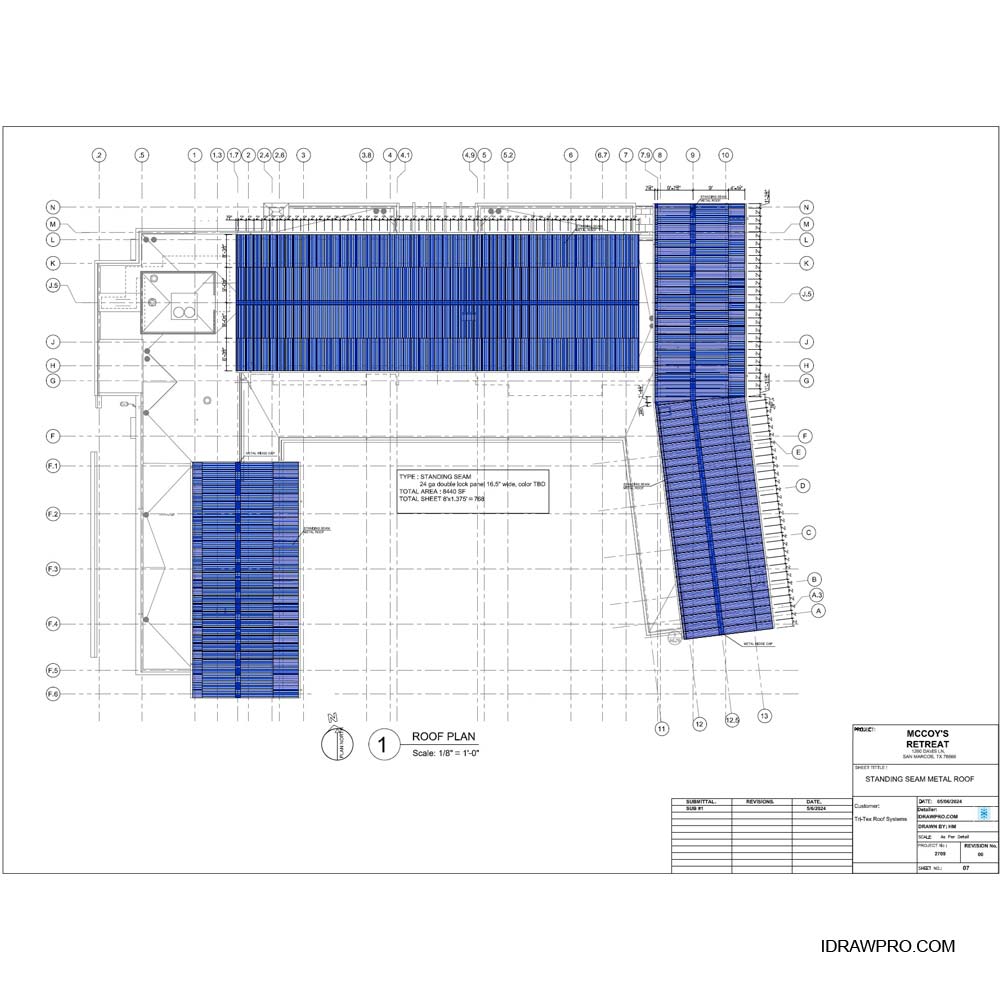 Roofing and associated flashings shop drawings