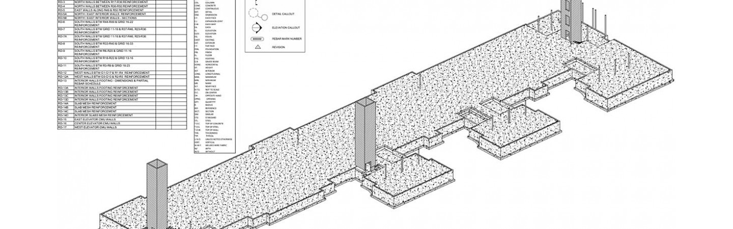  Reinforcing placement layout, Details and Rebar schedule. (Footings, CMU Walls and Slab)