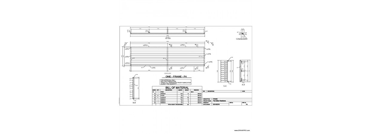 Slated aluminum fence sections shop drawings