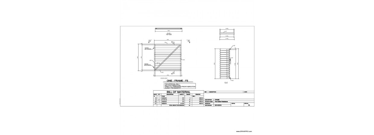 Slated aluminum fence sections shop drawings