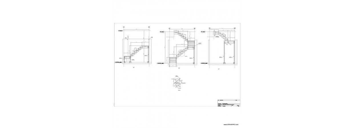 Shop drawings for a steel pan stair and a small structural steel project