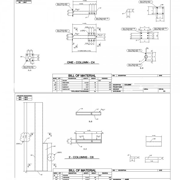 Structural steel shop drawings and misc steel detailing