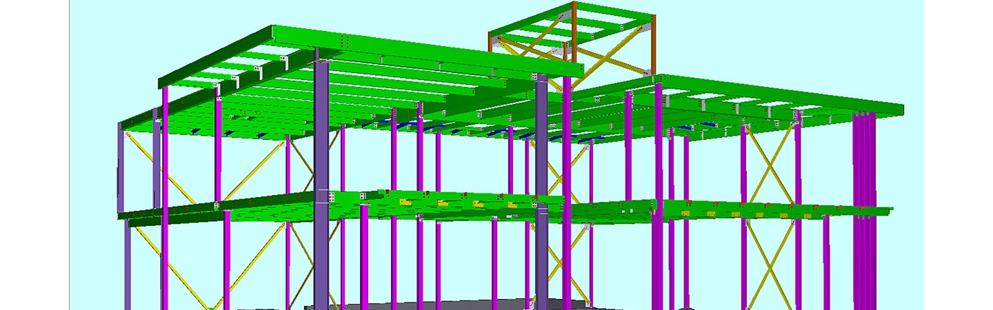 Structural Steel and Decking Shop Drawings with 3D Model and Data for Fabrication.
