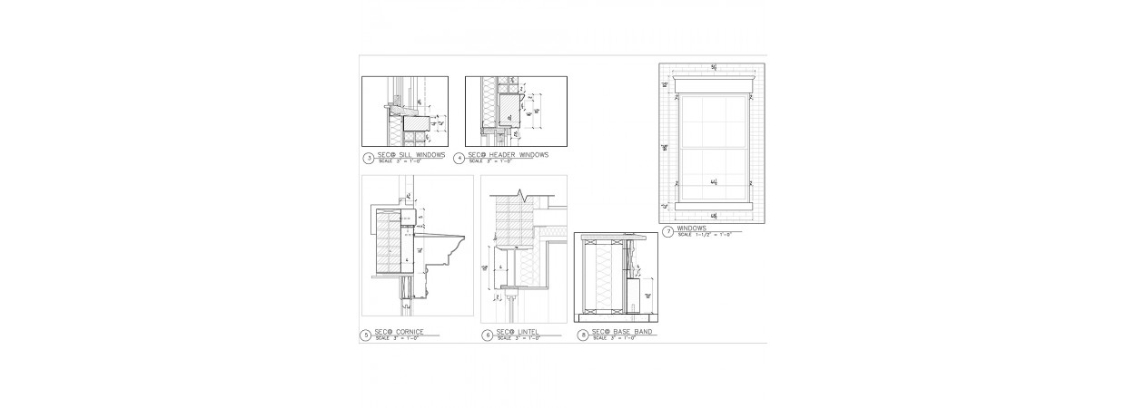 Brownstone shop drawings for window trim, band and steps