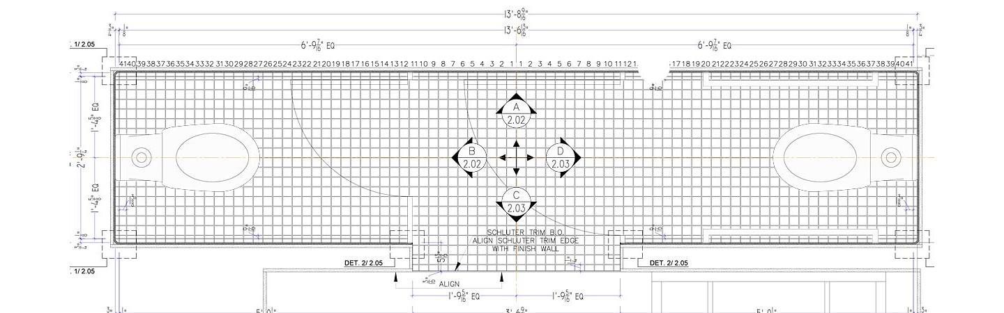  Shop drawings for Mosaic tile on floor and walls.