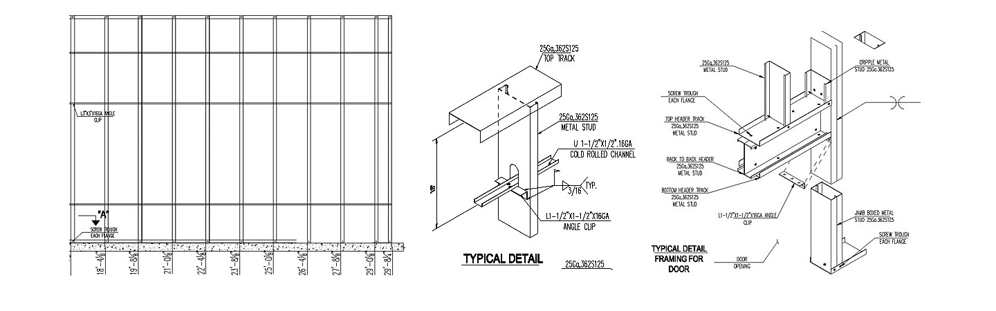 Interior wall framing shop drawings