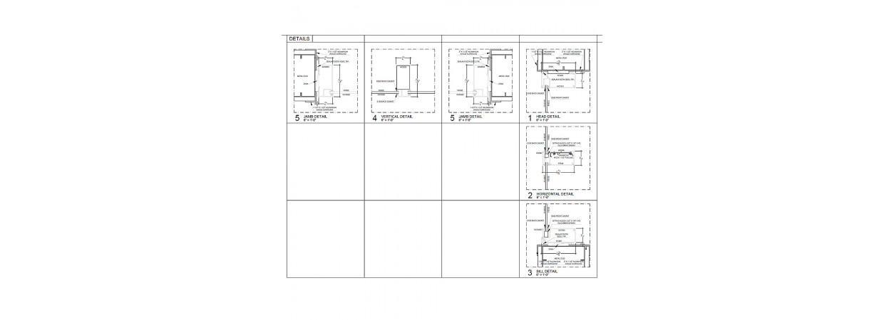 Aluminum frame windows shop drawings