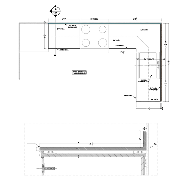 Kitchen Countertop Shop Drawings